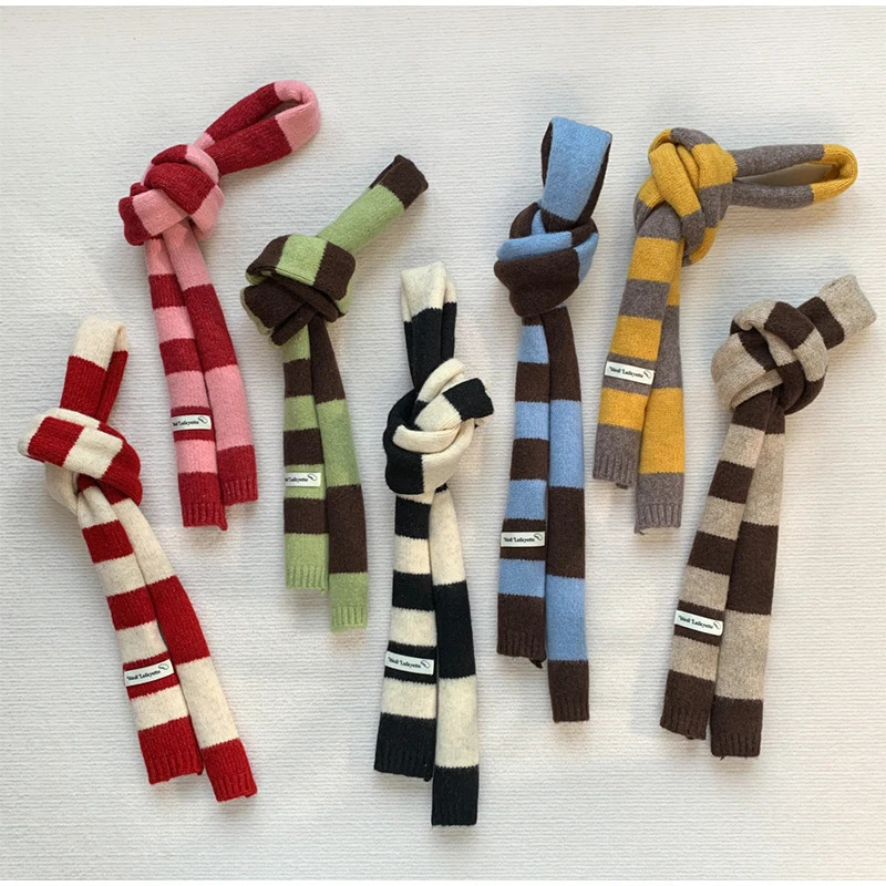 Spicy Girl Dopamine Scarf Y2k Striped Scarf Collocation Clothing Accessories Rainbow Color Long Narrow Scarves Korean Style 251011