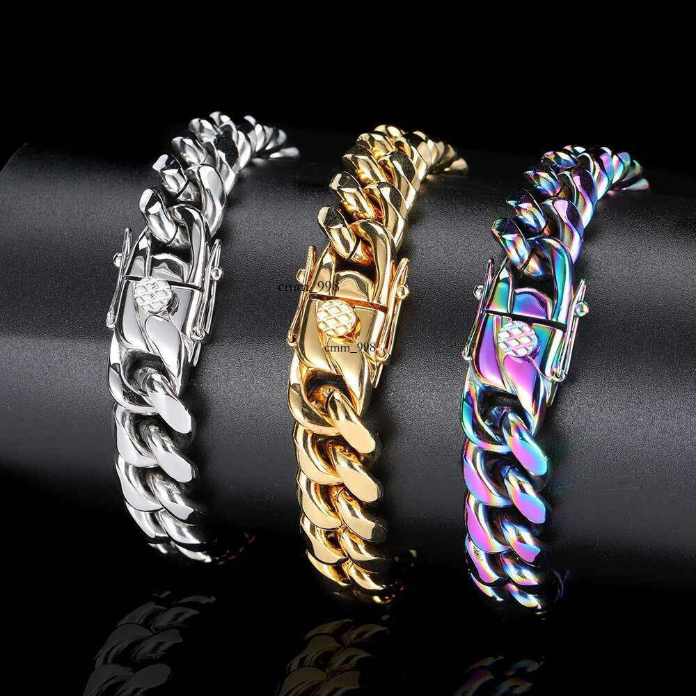 Stainless Jewelry Dragon Head Buckle Encrypted Round Grinding Cuban Hip Hop Titanium Steel Bracelet Men