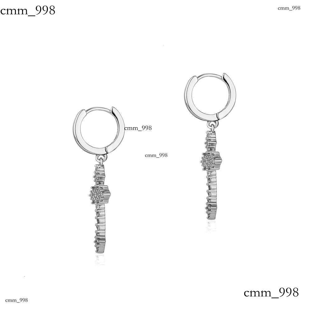 Cross Inlaid with High-Quality Zircon Korean Fashion Earrings White Personality Ear Jewelry