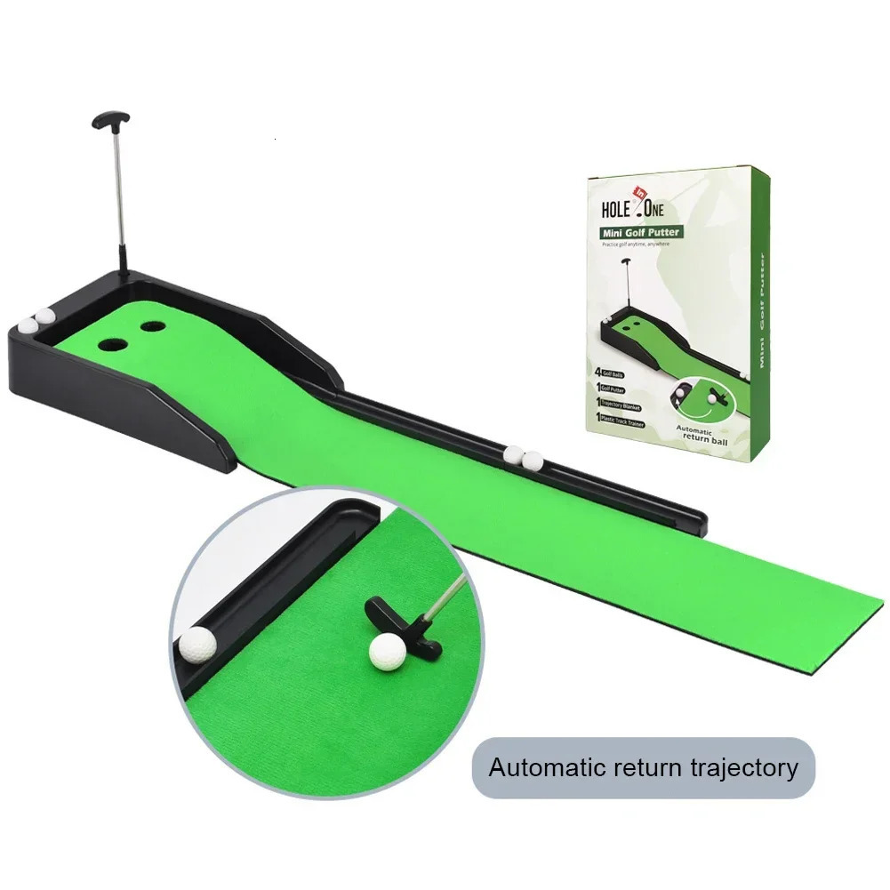 Golf Putting Training Mat WrinkleResistant Golf Desktop Putting Practice Set with Ball Return2 Holes Putting Green Indoor Set 251011