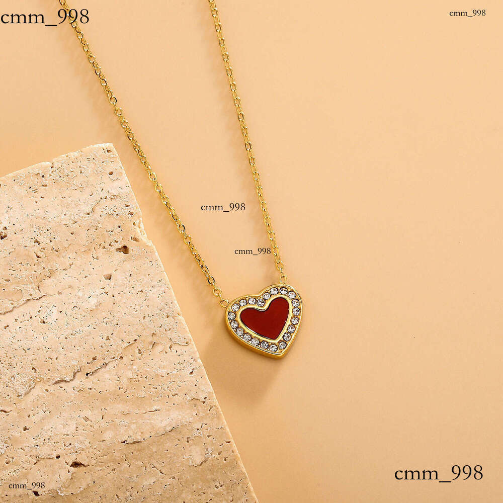 French Style Moissanite chain Heart Pendant Everyday Versatile Sterling Silver Necklace for Women Ins Fashionable Sweet Simple Gold Jewelry