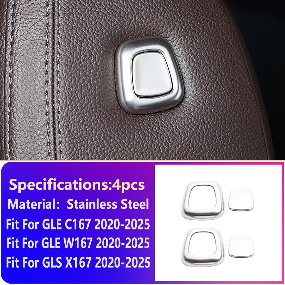 Car Seat Headrest Button Cover Trim for Mercedes-Benz GLE350 W167 GLE450 53 580 63 AMG S GLS450 X167 Interior Accessories