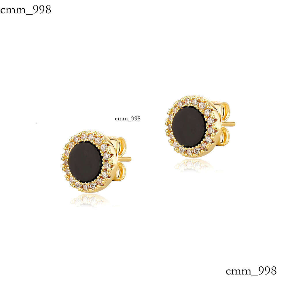 New Simple Round Zircon for Women Hip-Hop Style Natural Stone Earrings Rap Ear Jewelry Ins