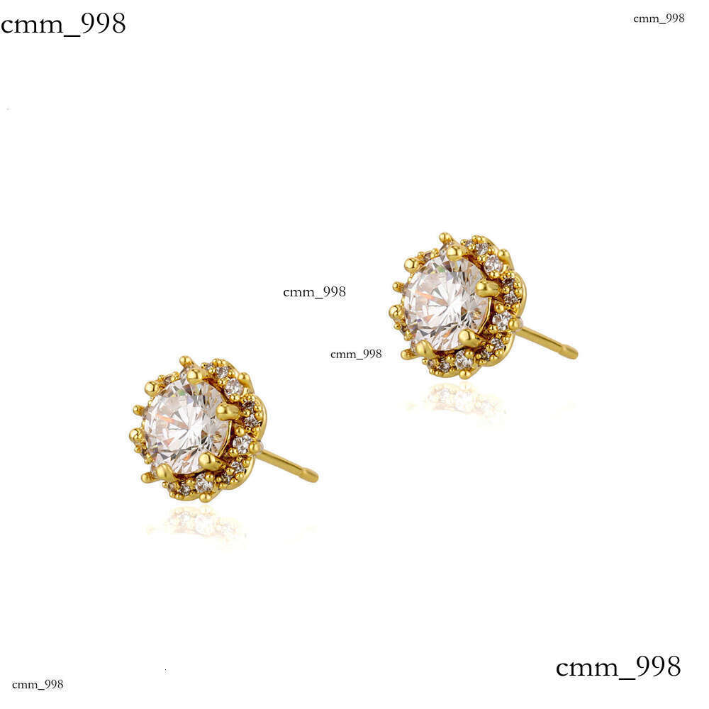 Fashion Men's Super Shiny Dia Iced Out VVS Needle Plum Blossom Inlaid Full Zircon Earrings Versatile Accessories