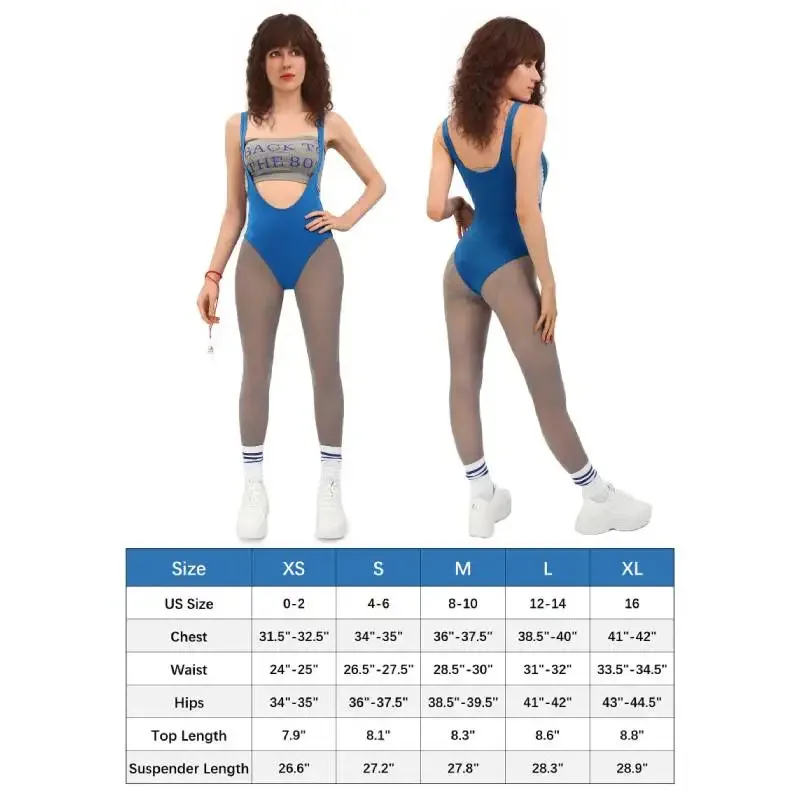 80s Inspired Lisa Cosplay Costume Women US Size Retro Workout Outfit with Tight Pants Striped Socks