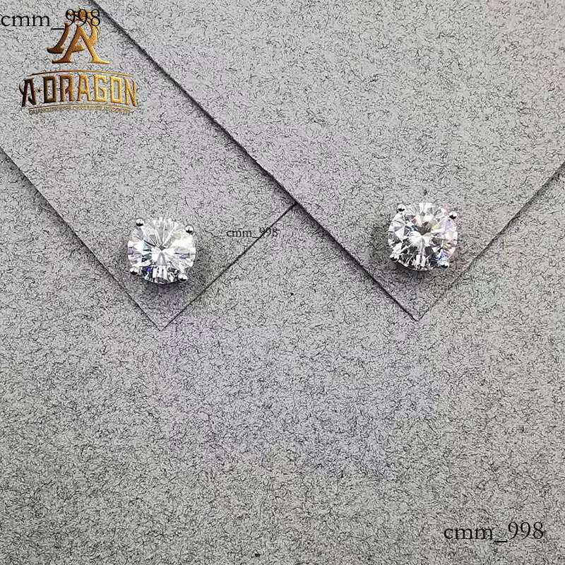 Vvs Moissanite Pass Dia Tester Baguette Cut 10K 14K Gold Fine Jewelry Earrings Stud