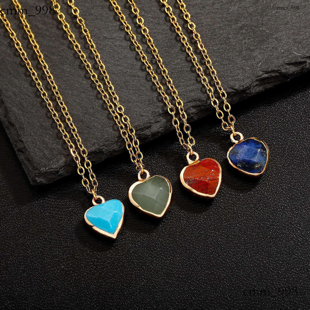 Agate Heart Natural Plated Pendant Crystal Raw Stone Necklace