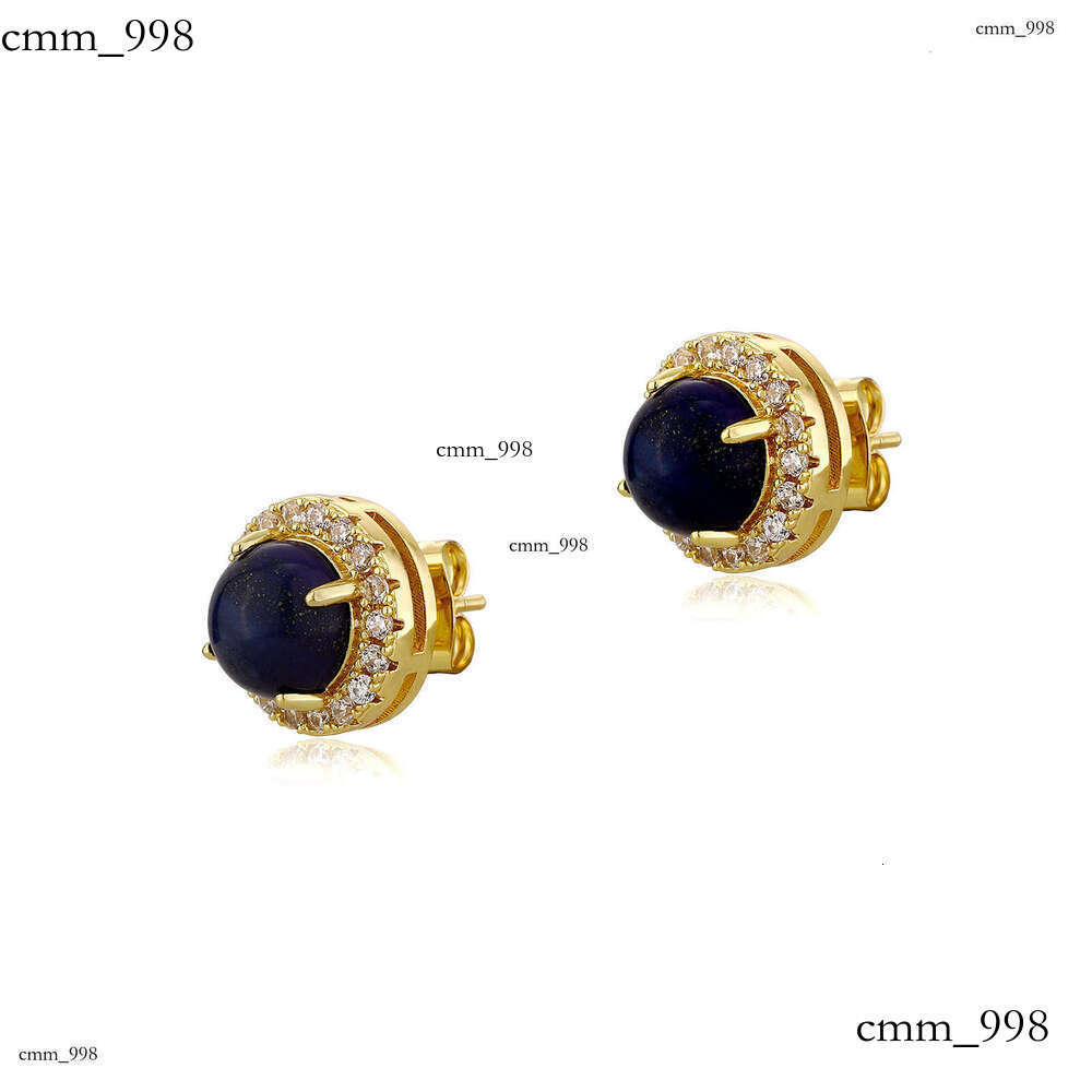 Natural Lapis Lazuli Sier Ball for Women, Light Niche Design, High-end Fashionable Temperament Earrings