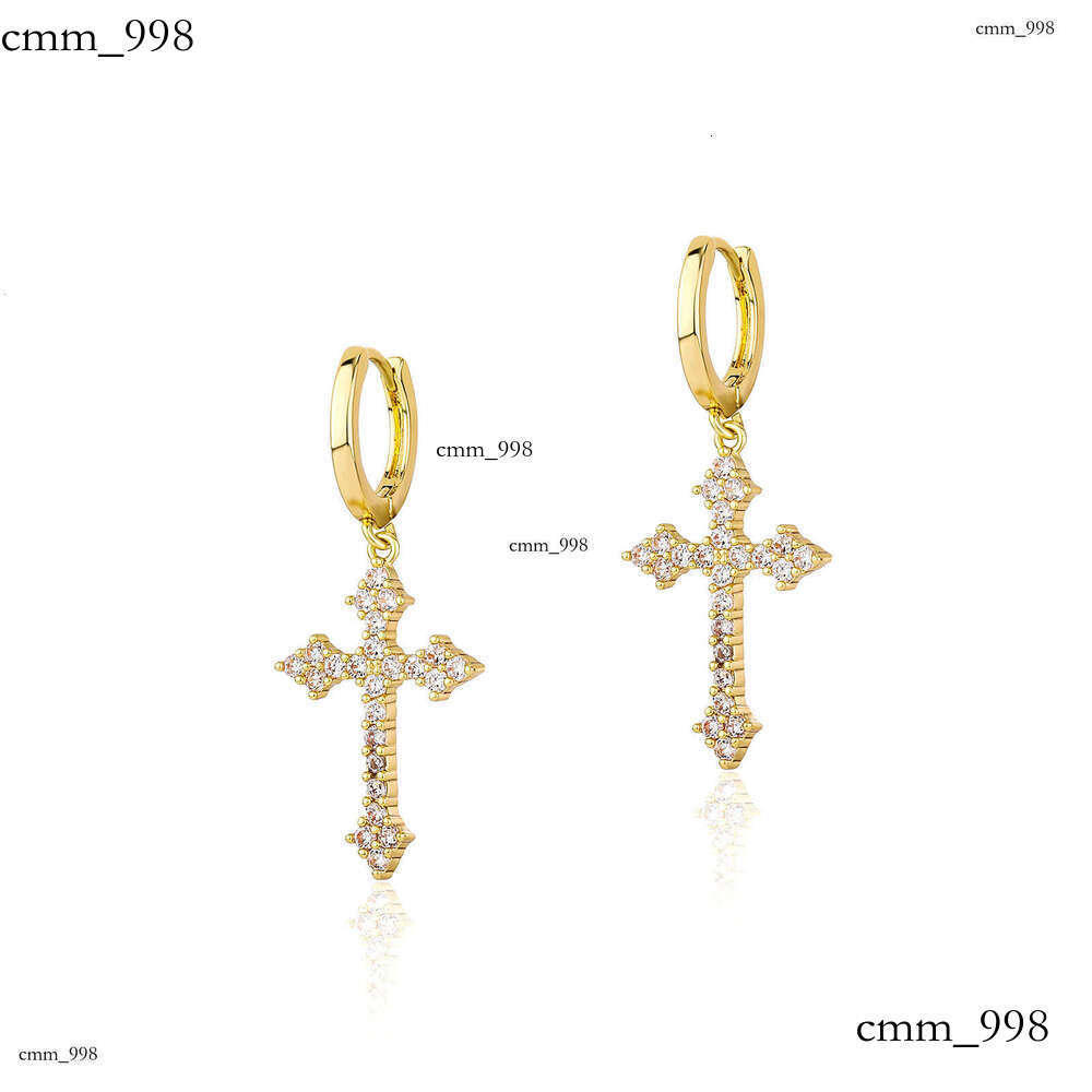 Cross Inlaid with High-Quality Zircon Korean Fashion Earrings White Personality Ear Jewelry