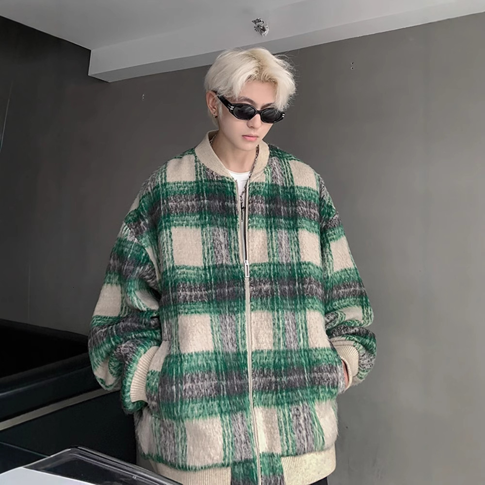 Xiaoxiang Style Plaid Jacket For Men Designer Jacket Autumn And Winter New Jacket Men American Retro Trendy Loose Casual Baseball Jacket