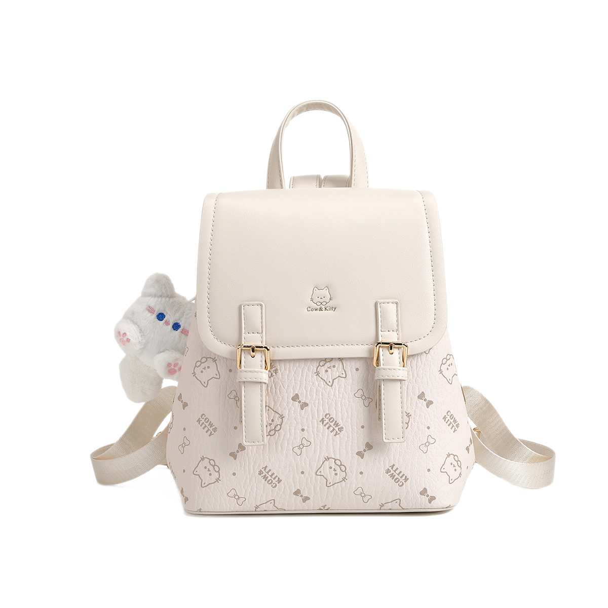 Cow & Kitty designer bag hot 2025 New Cute Cartoon Embossed Backpack Lightweight Casual Trendy Fashion Versatile Backpack for woman