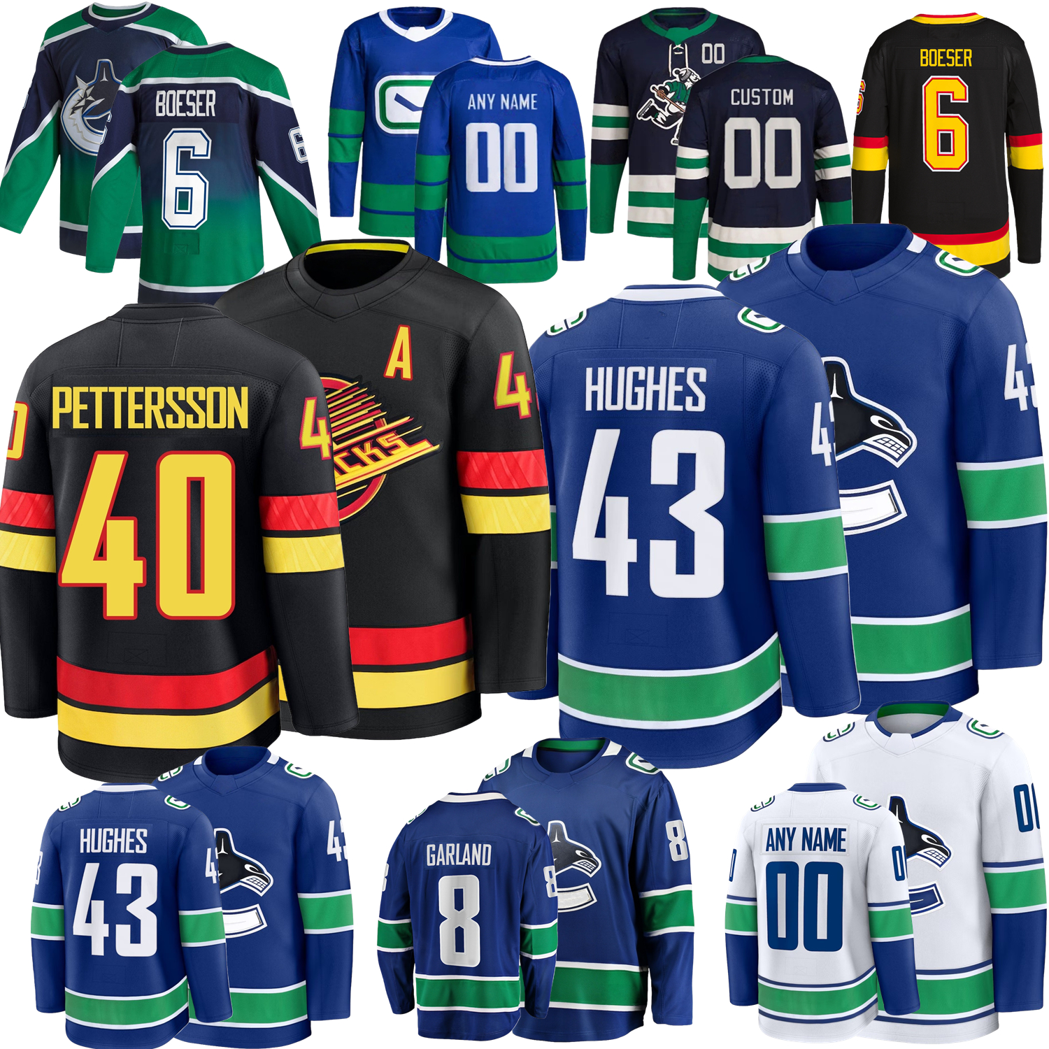 Quinn Hughes Hockey Jersey Canuck Elias Pettersson Evander Kane Brock Boeser Trevor Linden Garland Jake DeBrusk Thatcher Demko Conor Pavel Bure jerseys Womem Youth