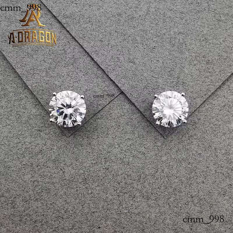 Vvs Moissanite Pass Dia Tester Baguette Cut 10K 14K Gold Fine Jewelry Earrings Stud