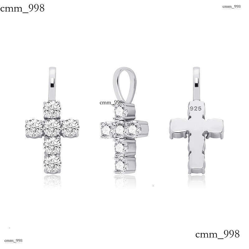 Sier Hip-Hop Full Moissanite chain Cross Pendant Simple Versatile Jewelry