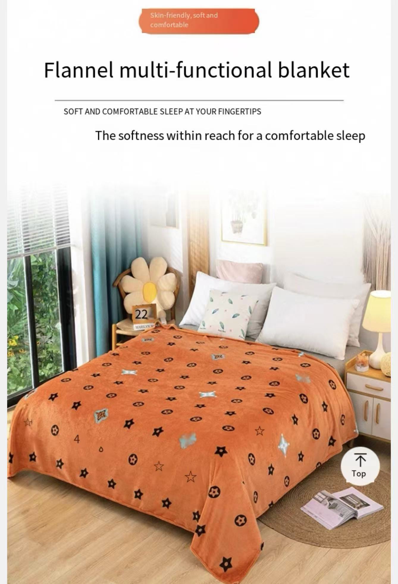 Designer Luxury Brand Skinfriendly and Cfortable Throw Lightweight Nap Blanket with Orange geetry Pattern for Off Bedro Travel Gift Fl Size C251030 W2