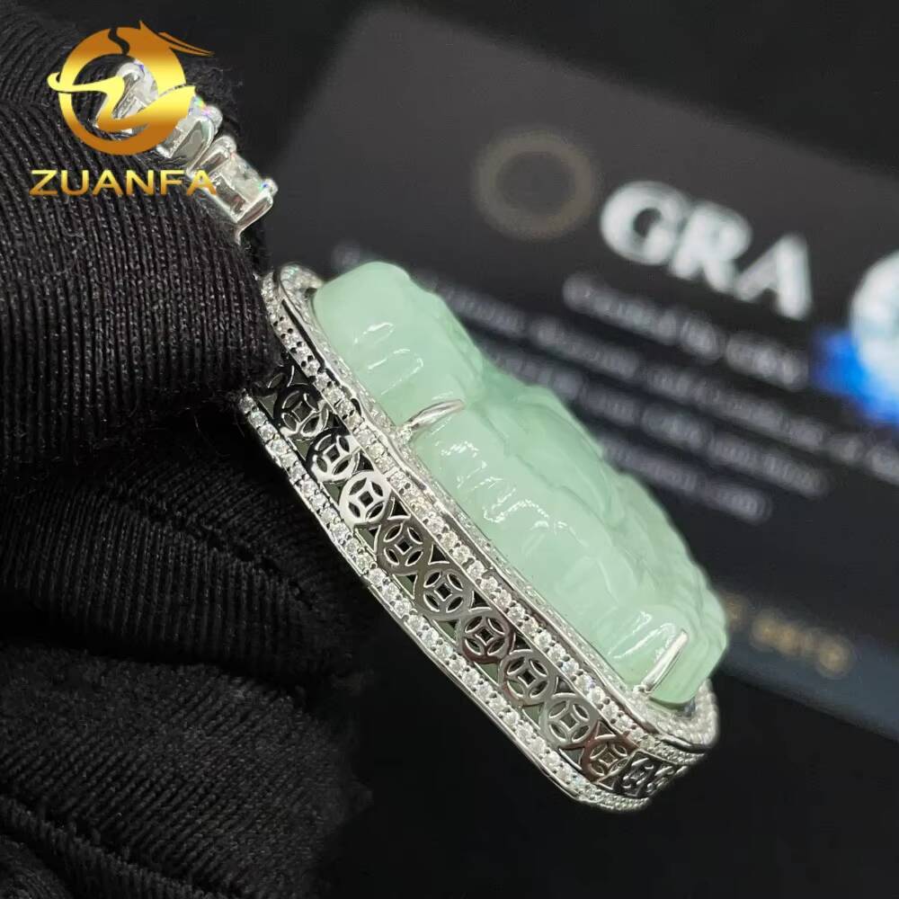 Pass Diamond Tester GRA Certified Hip Hop Jewelry 925 Sterling Silver Iced Out VVS Moissanite Jade Buddha Pendant