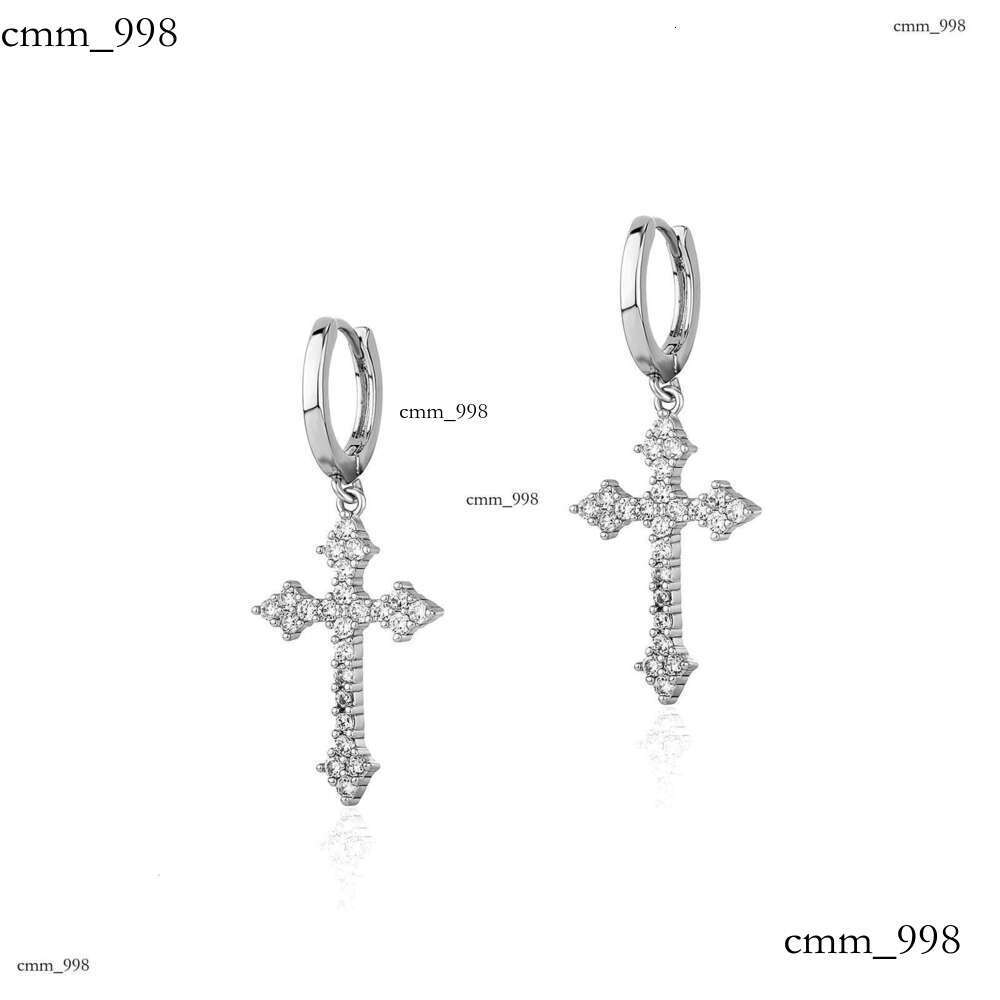 Cross Inlaid with High-Quality Zircon Korean Fashion Earrings White Personality Ear Jewelry