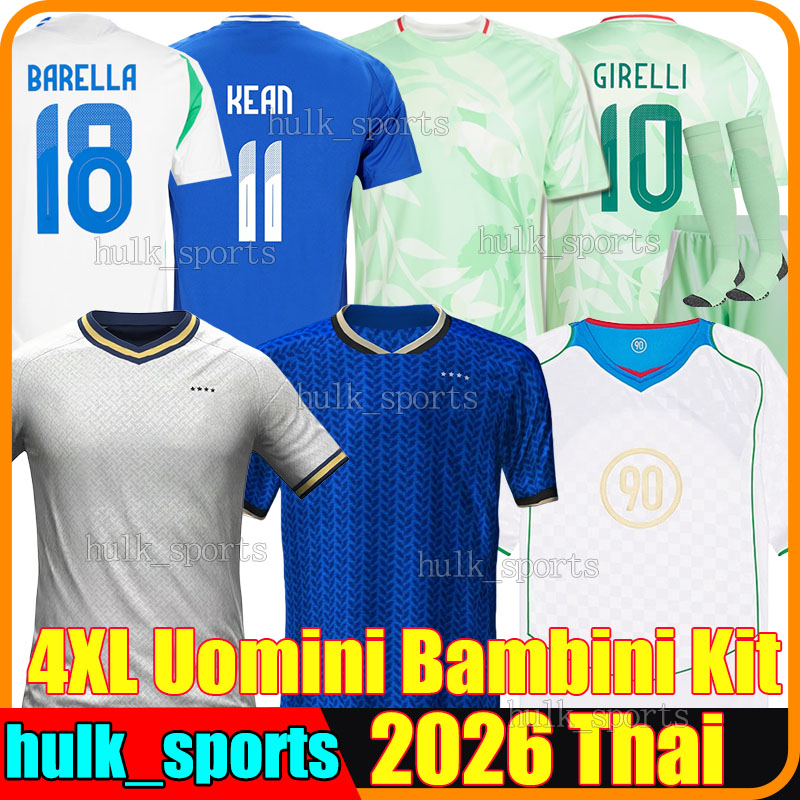 4XL 2026 Italy Soccer Jerseys ESPOSITO KEAN RETEGUI RASPADORI FRATTESI CAMBIASO TONALI DI LORENZO DIMARCO BARELLA DONNARUMMA Men Kids Kits sets football shirts