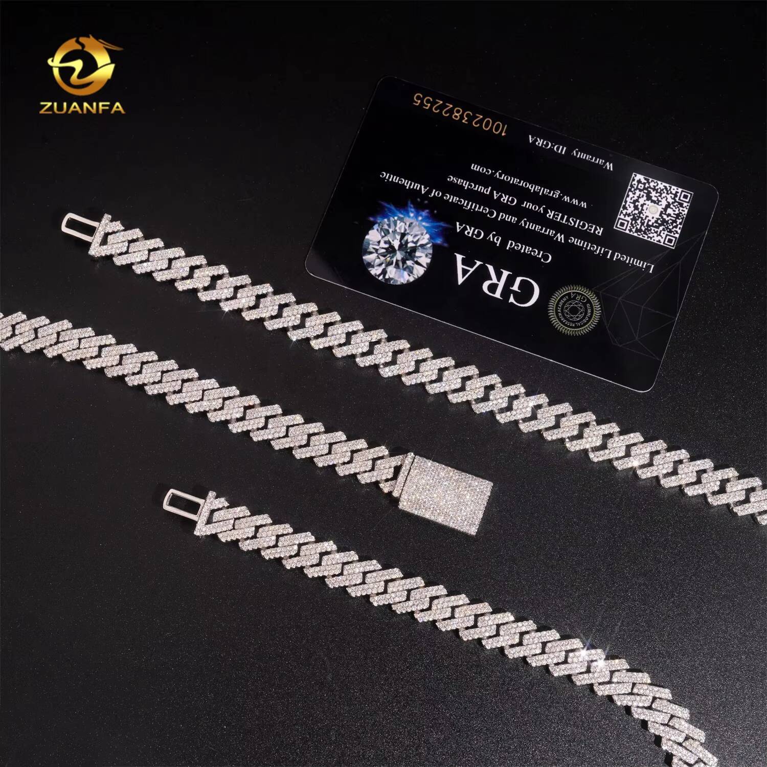 Promotion Price Regular Two Row 10mm Hip Hop Moissanite Diamond 925 Silver Iced Out Cuban Link Chain
