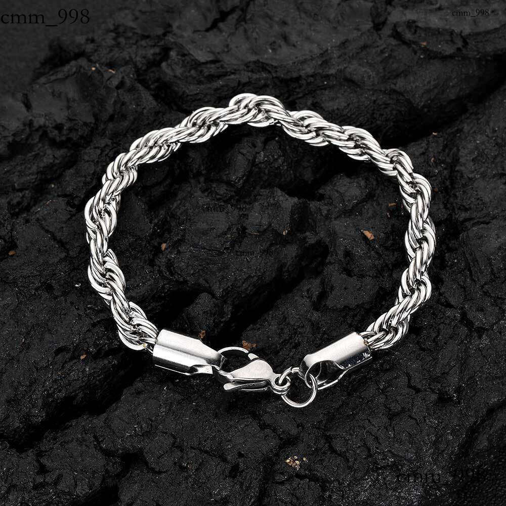 Hip-Hop Titanium Bracelet Multi-Specification Sterling Silver Braided Vacuum Color Retention Electroplated Twisted Rope Chain