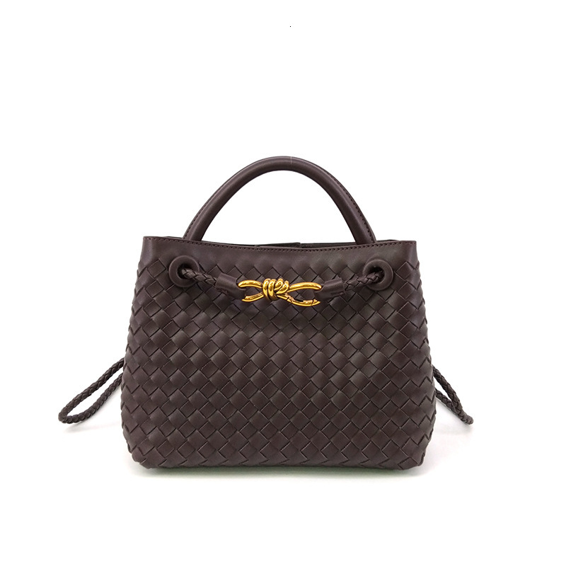 Niche New Metal Rope Buckle Woven Tote Shoulder Handheld Crossbody Women's Bag Large Capacity Fashion e6e