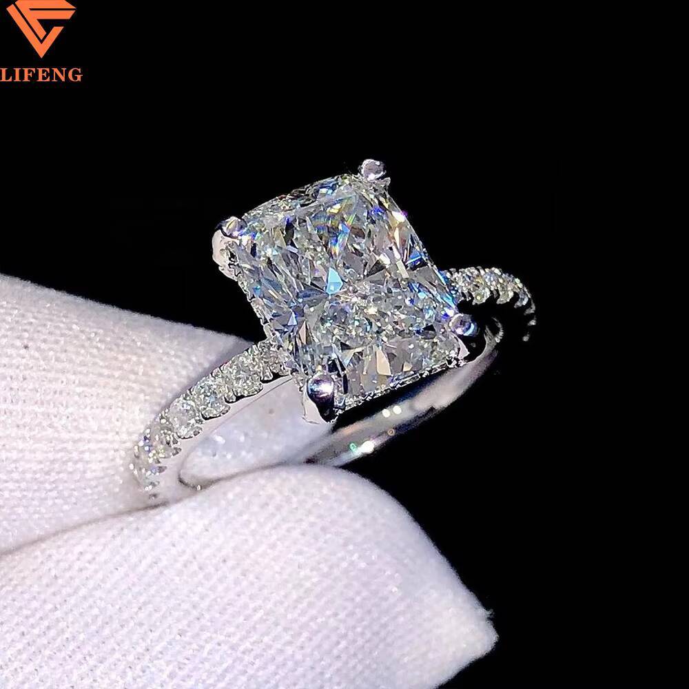 1ct Radiant Cut Mossanite Diamond Engagement Ring 14K Gold Plated Silver VVS Moissanite Wedding Gift for Women