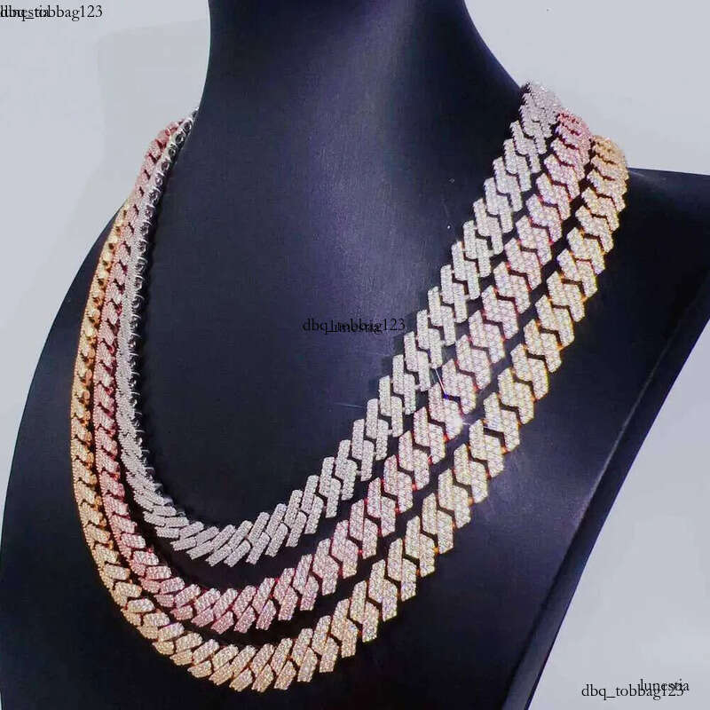 Hip Hop Fine Jewelry Sterling Sier Rose Gold Necklace 10mm Cuban Link Chain