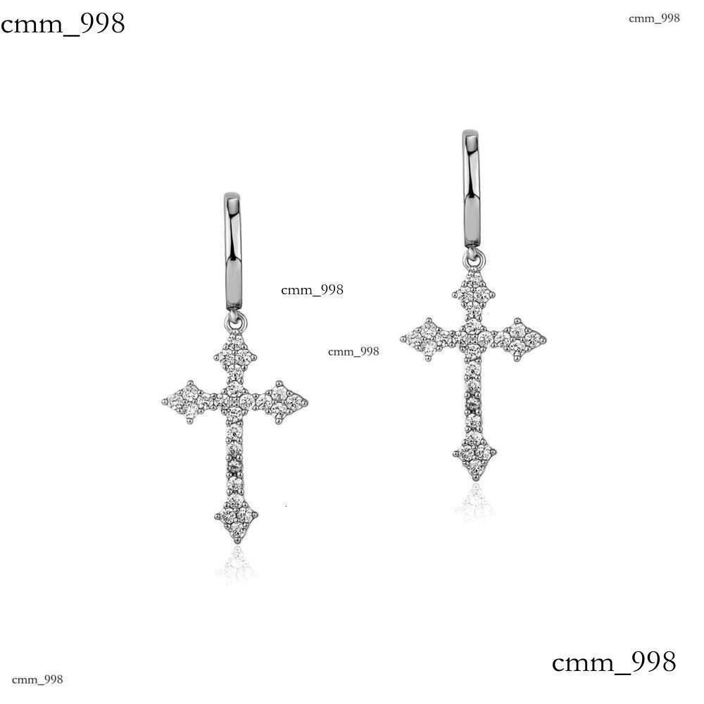 Cross Inlaid with High-Quality Zircon Korean Fashion Earrings White Personality Ear Jewelry