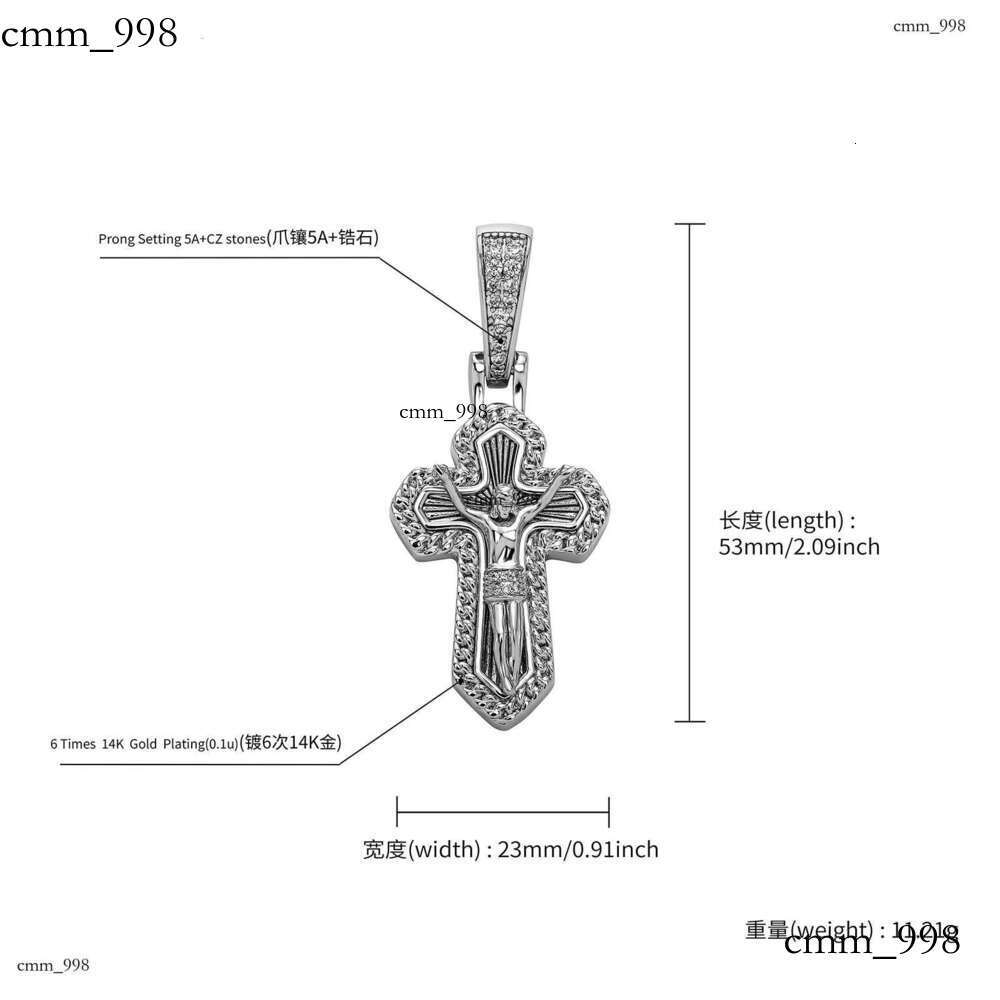 New Cross Wind Micro Inlaid Gold-Plated Prayer Jewelry Pendant Men's Hip-Hop Necklace