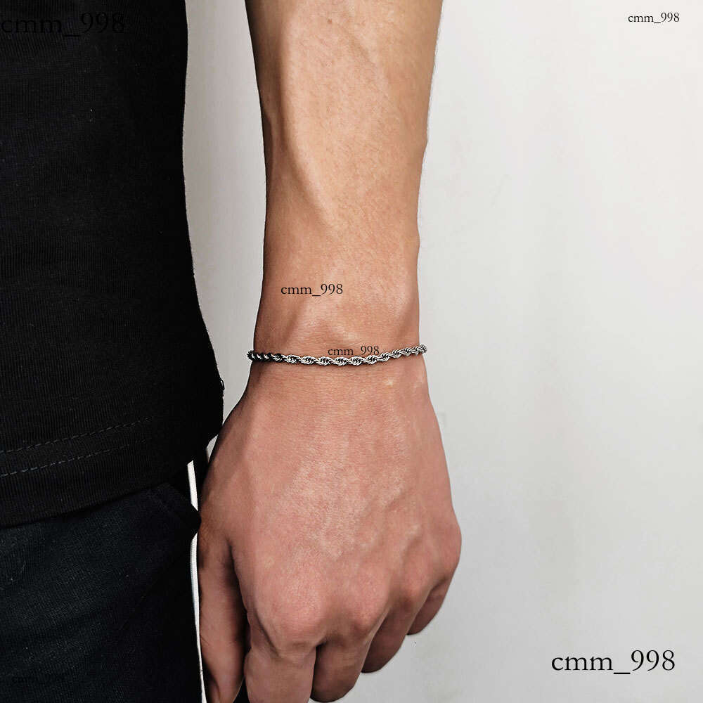 Hip-Hop Titanium Bracelet Multi-Specification Sterling Silver Braided Vacuum Color Retention Electroplated Twisted Rope Chain
