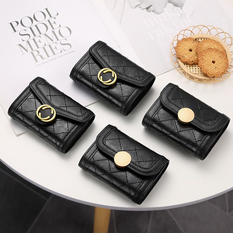 Designer Bag Luxury Bag Shoulder Shoulder Bag Women's Cover 3-In-1 Simple Fashion Buckle Folding Grid Multi Slot Card Clip Short Wallet Car Drive