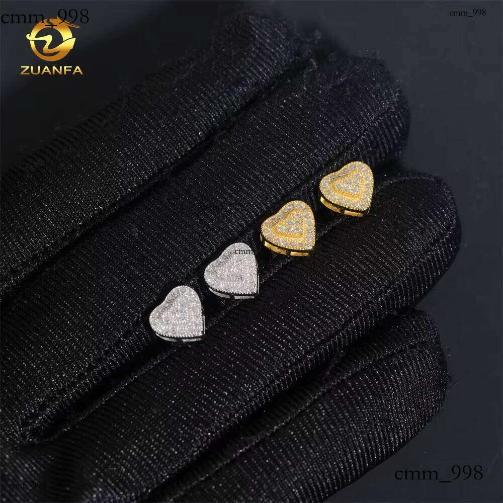 IGI Certified Fashion Heart-Shaped Design Cluster Lab-Grown Pure Sier Iced Lab Screw Back Earrings
