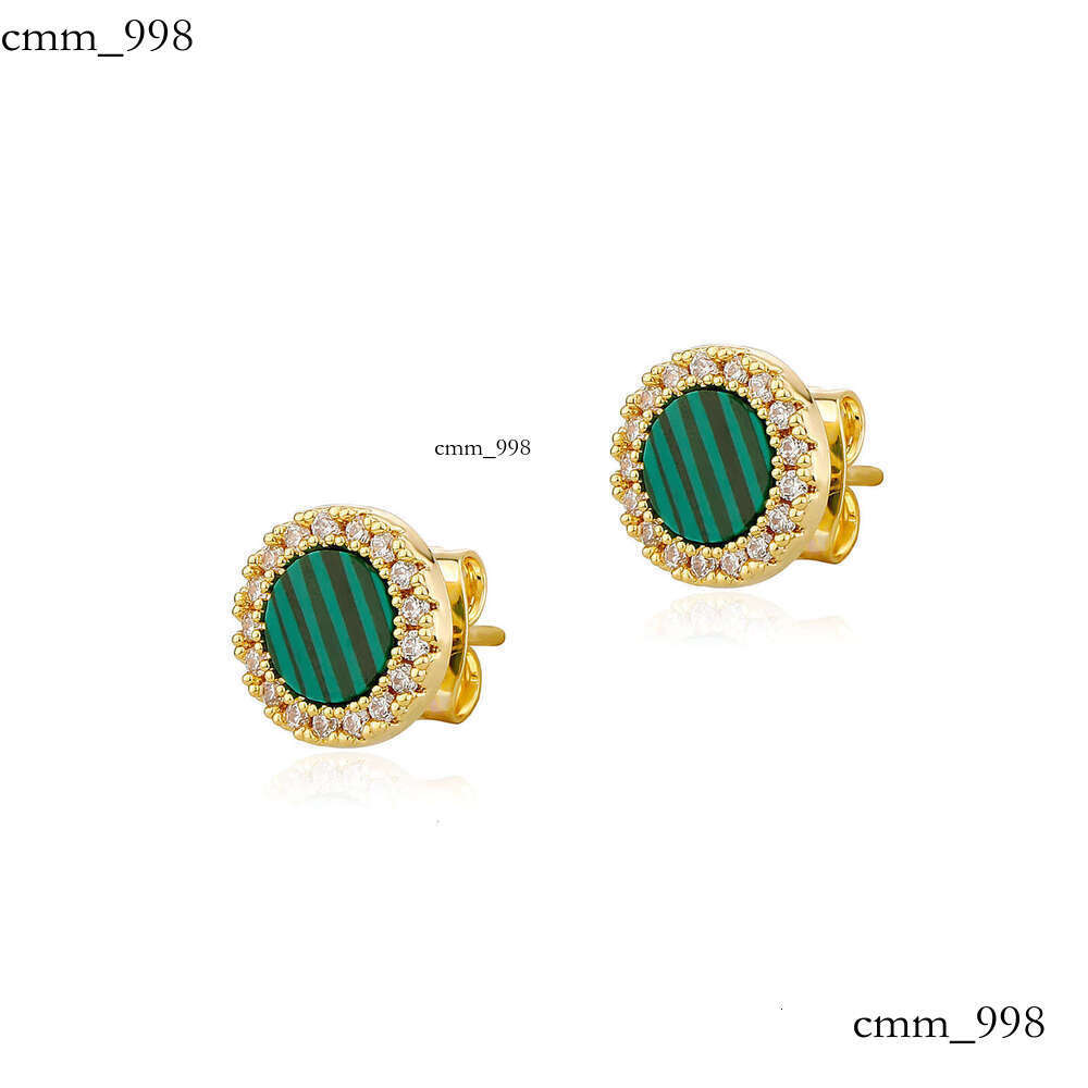 New Simple Round Zircon for Women Hip-Hop Style Natural Stone Earrings Rap Ear Jewelry Ins