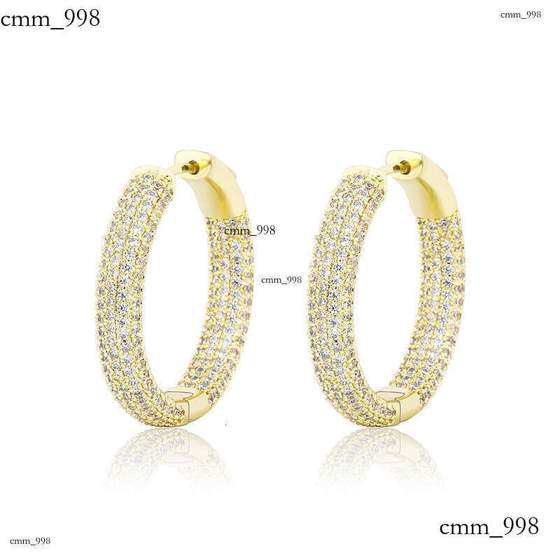 New Men and Women Full Zircon Real Plated Hip Hop Trendy Earrings Gold Jewelry