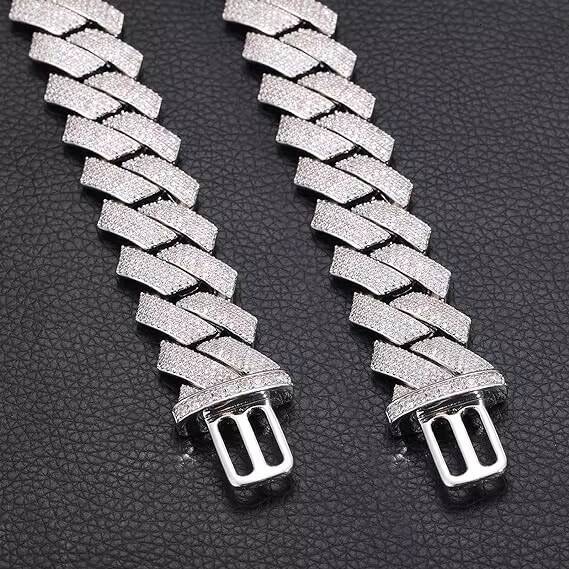 Cubin Chain 925 Sterling Silver Moissanite Diamond CZ Pendant Gold and Rhodium Plated Silver Jewelry