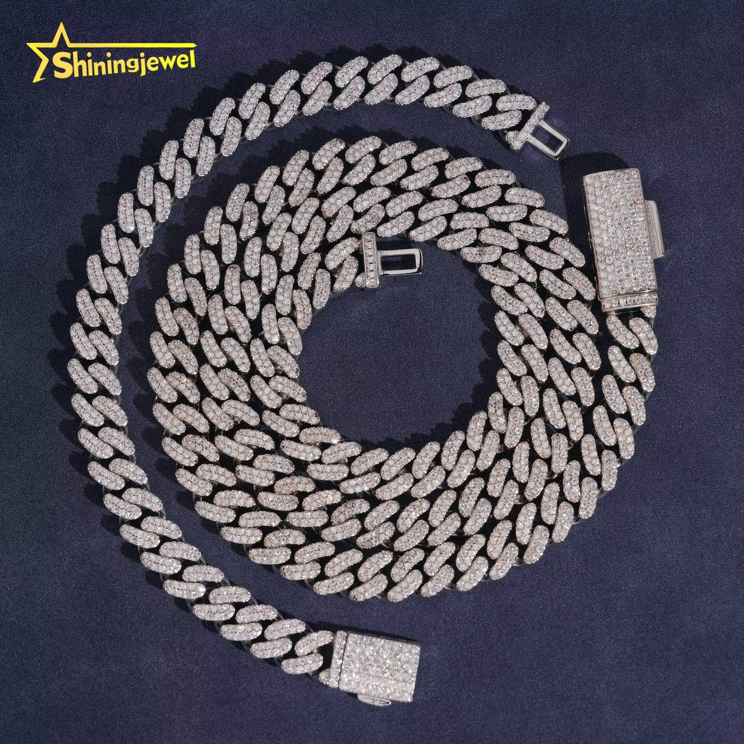 925 Silver Moissanite Diamond Cuban Link Hot Sale 8mm Cuban Chain Moissanite Hip Hop Jewelry