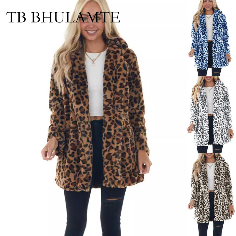 TB BHULAMTE Free Shipping New Designer Clothing 2025 Autumn/winter Leopard Print Women's Fashionable And Elegant Faux Fur Loose Pocket Jacket