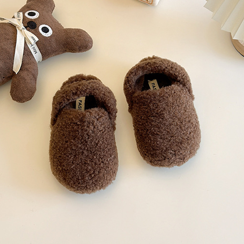 Kids Winter Slippers for Toddlers Children's Fur Short Plush Warm Flats Slippers Kidszworld Girl Boy Winter Slides Slippers Sizes 22 - 36 K01016