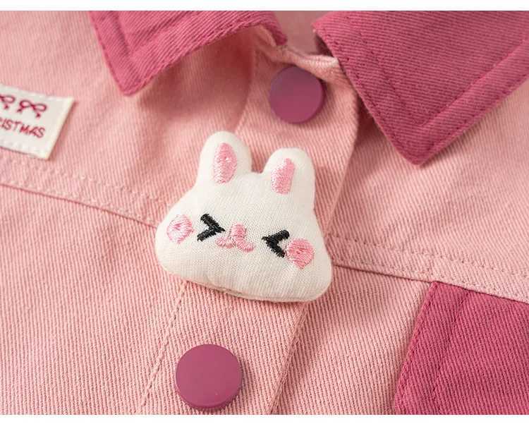 Spring Autumn Children Jackets 110Y Girls Patchwork Cartoon Letter Button Coats Korean Tops Toddler Outerwear For Kids Clothing C251013