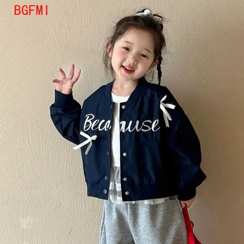 Girls Spring Autumn Coat 2025 Fashion New Long Sleeve Bow Baseball Jersey Infant Jacket Top 110Y Kids Letter Baseball Uniform C251013