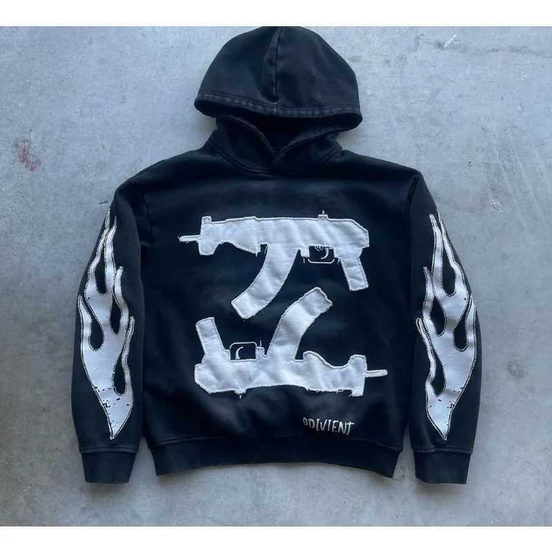 Y2k Goth Trendy Street European and American Patchwork Pattern Long Sleeved Pullover Hoodie Hiphop High Street New Sweatshirts J251013