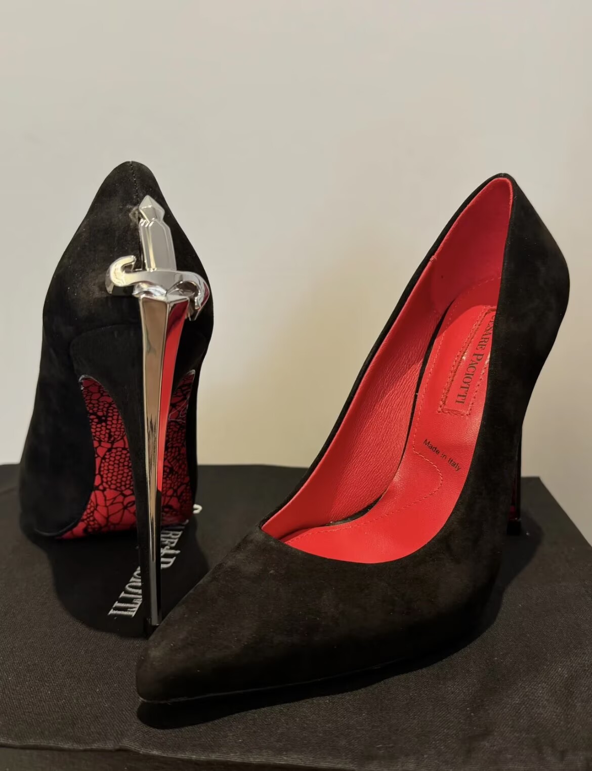 Sexy Women Cesare Paciotti Dagger Heels Lady Pumps Silver Metal Stiletto Heel Pointed Toe Party Wedding Dress High Heels Sexy Pointed Toe Walking EU35-43