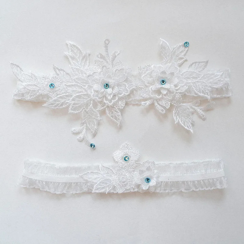 2PC Lace Flower Bridal Sexy Garter Blue White Color Wedding Accessories Leg Garters For Women Cosplay 251009