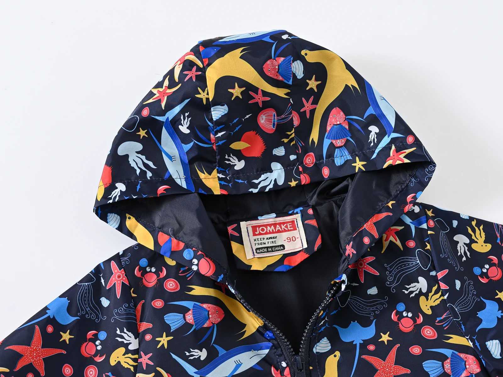 Boys and Girls Wind Cap Coat Assorted Cartoon Pattern Printed Zipper Coat Children Spring Wear C251013