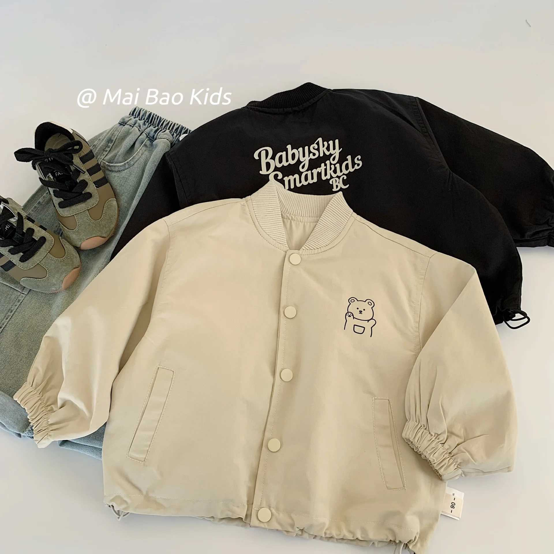 Unitim Autumn Toddler Baby Boys Coat Round Neck Long Sleeve Toddler Boy Outerwear Letter Casual Single Button Little Boy Jacket C251013