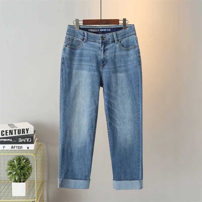 2024 Large Size Jeans Womens AnkleLength Pants Spring Summer Stretch Denim Straight Pants Crimping Casual Pants Plus Size 7xlT251013
