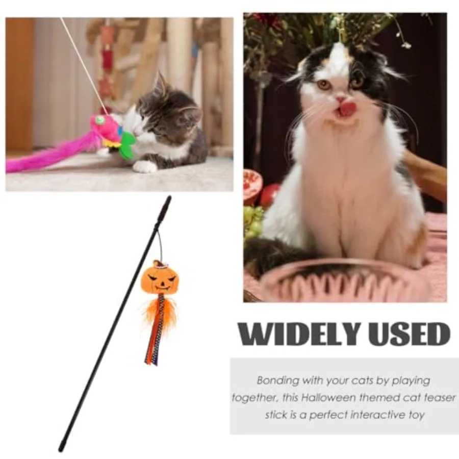Halloween Cat Wand Toys Interactive Cat Teasing Stick Halloween Themed Toy ltifunctiol Wand Toy Kitten Stick Funny Pet Launcher C251013