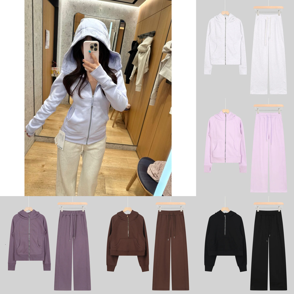 2 piece set Yoga gold zipper Gym Clothing Outfits Pant Women Full Zip Sportswear Workout Track Sweatshirt Running Coat with Pockets Outdoor jacket hoodie 4354