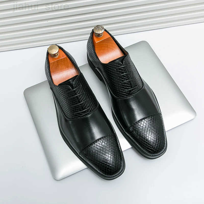 Leather Shoes for Men Gentleman Oxfords Lace Up Male Wedding Party Office Work Shoes Elegant Designer Brand Dress Shoes for Men M251013