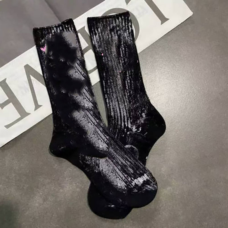 Socks Men's women's Fashion Embroidery Pattern Stripes Solid Color Black White Grey High quality luxury cotton sports casual Spring autumn socks